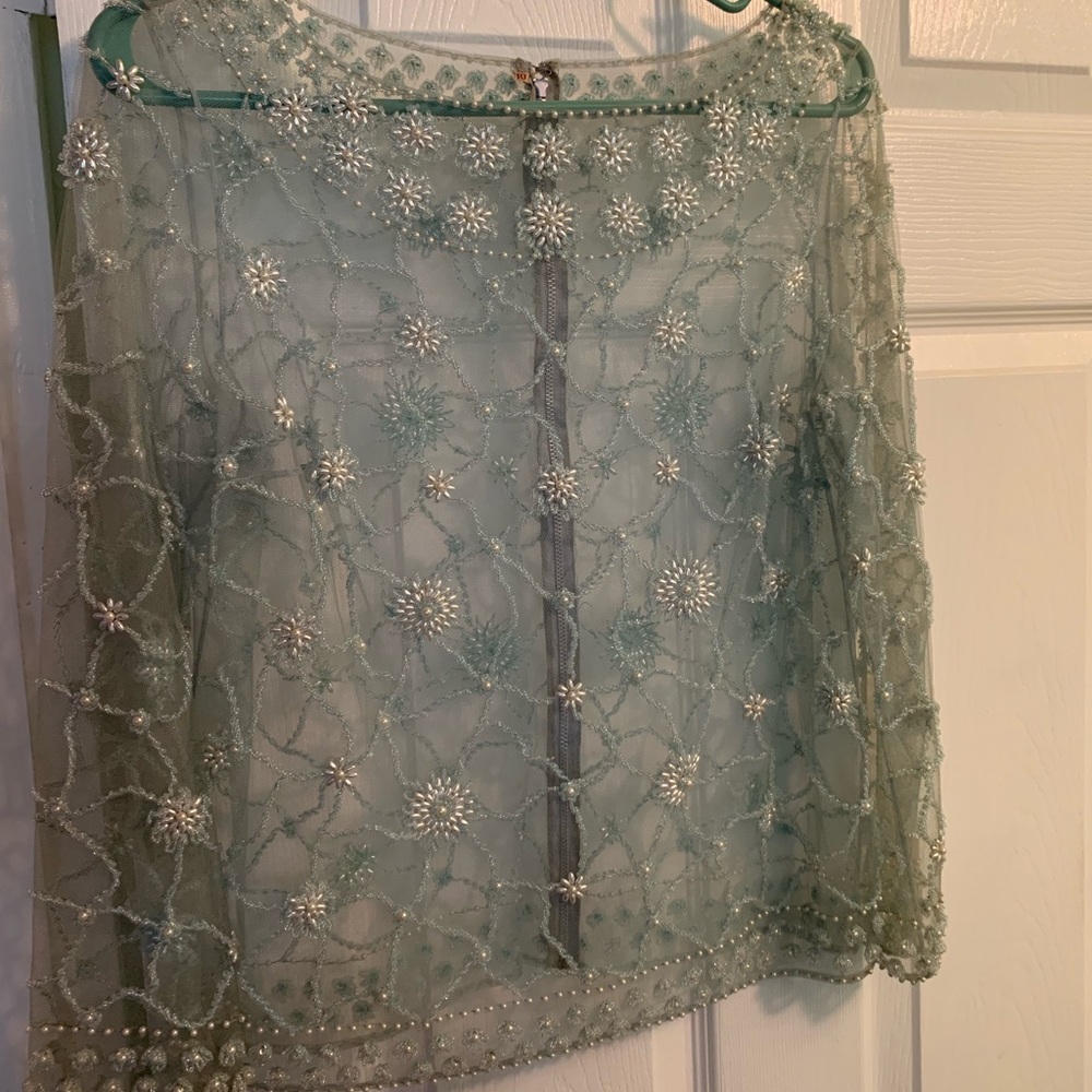 🌸HP🌸 French Vintage Couture Handbeaded Sheer Top